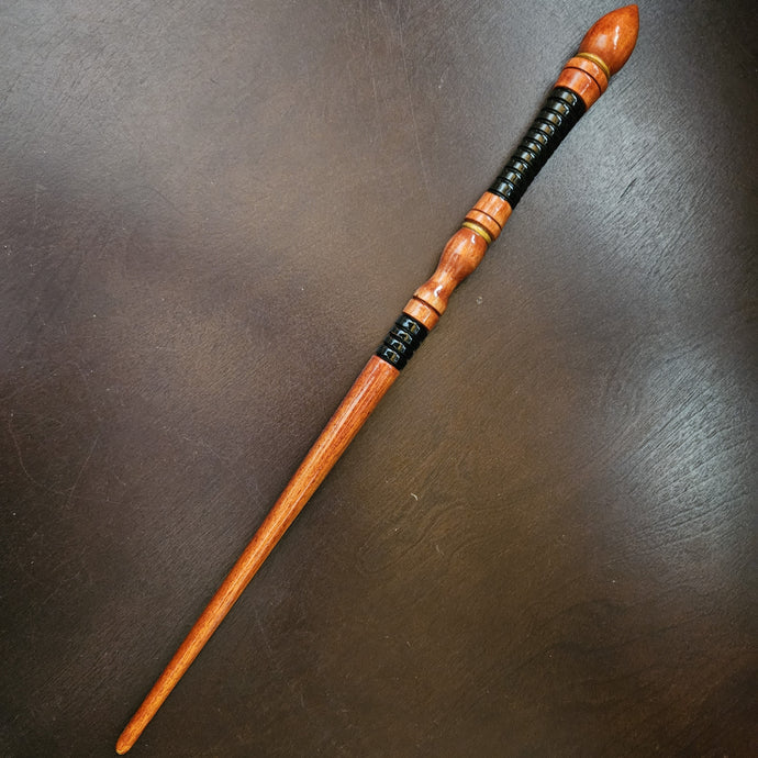 Mahogany Wand, Sienna with Teardrop and Black Accents