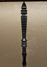 Mahogany Wand, Black Spire, Carved Accents