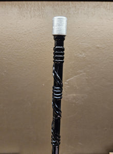 Mahogany Wand, Elegant Baton Style, Black with Silver