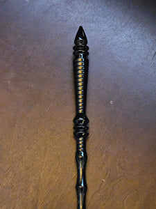 Mahogany Wand, Black Spire, Carved Accents