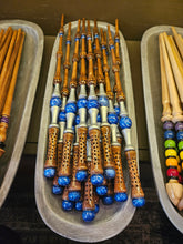 Mahogany Wand, Honeycomb, with Blue Beads