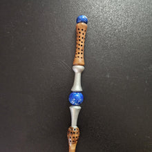Mahogany Wand, Honeycomb, with Blue Beads
