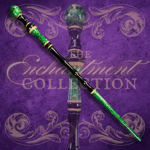 Mahogany Wand, Black and Green with Orb