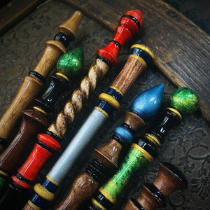 Mahogany Wand, Natural Finish with Glyphs