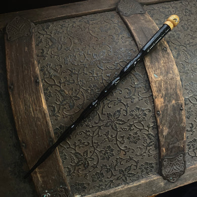 Mahogany Wand, Black with Gold Orb